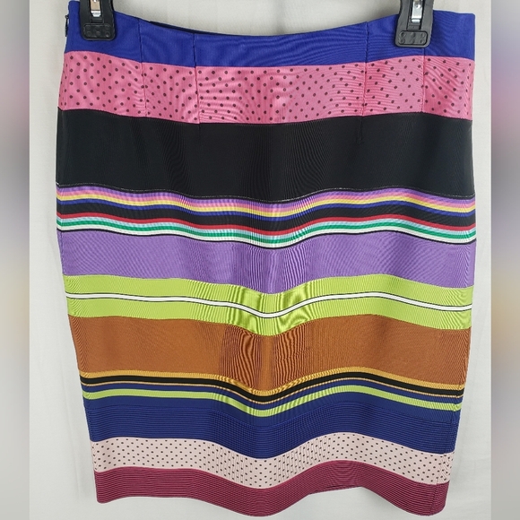 J.Mclaughlin Women's Colorful Ribbon Striped Skirt Sz 8 - Picture 2 of 6